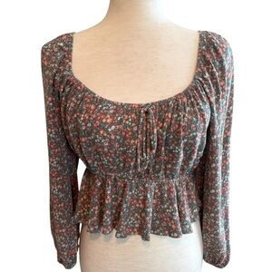 Lush Green and Pink Floral Blouse